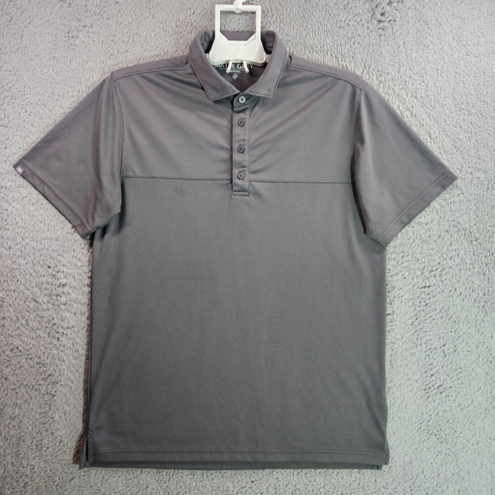 Matte Grey Polo Shirt Men Medium Short Sleeve‎ Gray Golfer - M